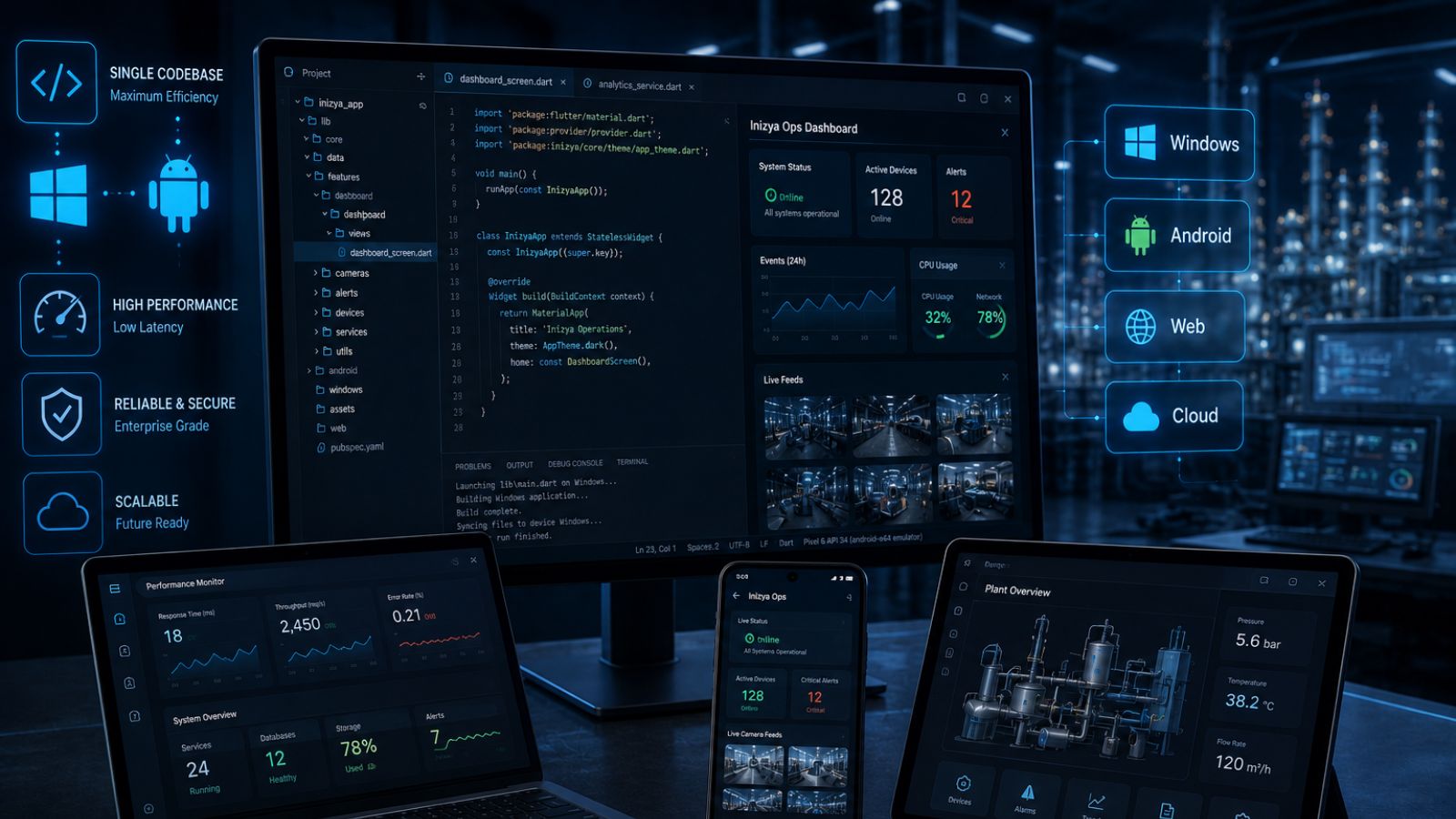 Windows and Android industrial software development systems
